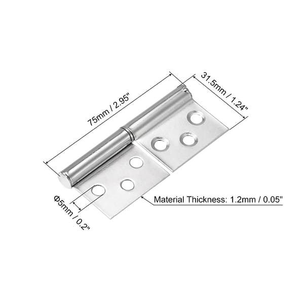 Lift Off Hinges, 3" 201 Stainless Steel Left Detachable Flag Hinges 2pcs Silver Tone Bed